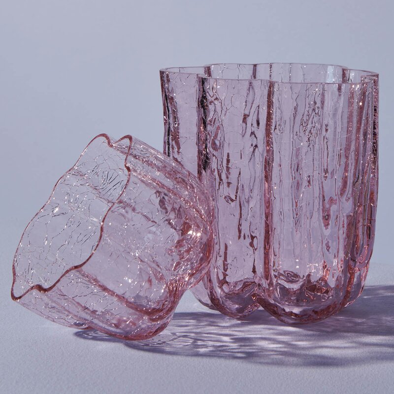 Crackle lyslykt 5,8 cm rosa