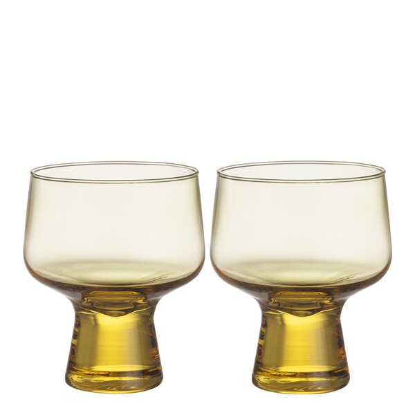 Solare glass på fot 29 cl 2 stk ildgul