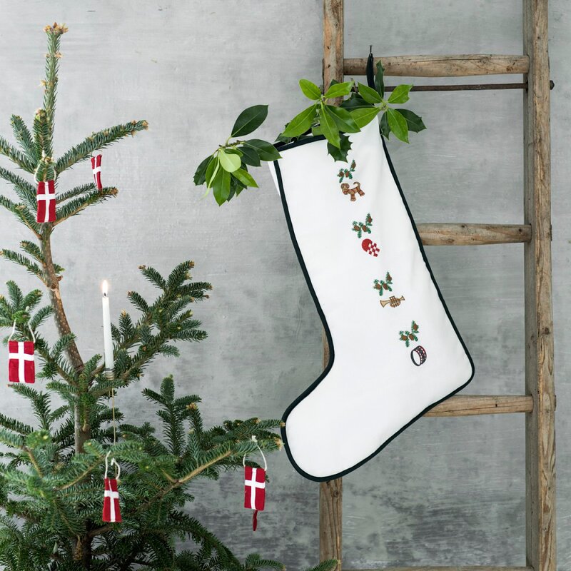 Julesokk pakkekalender 50x35 cm hvit/grønn