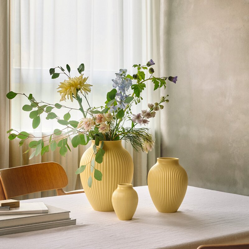 Ripple vase 27 cm gul