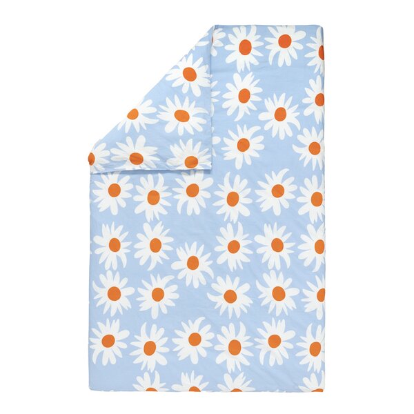 Rakastaa, ei rakastaa dynetrekk 150x210 cm blå/hvit/oransje
