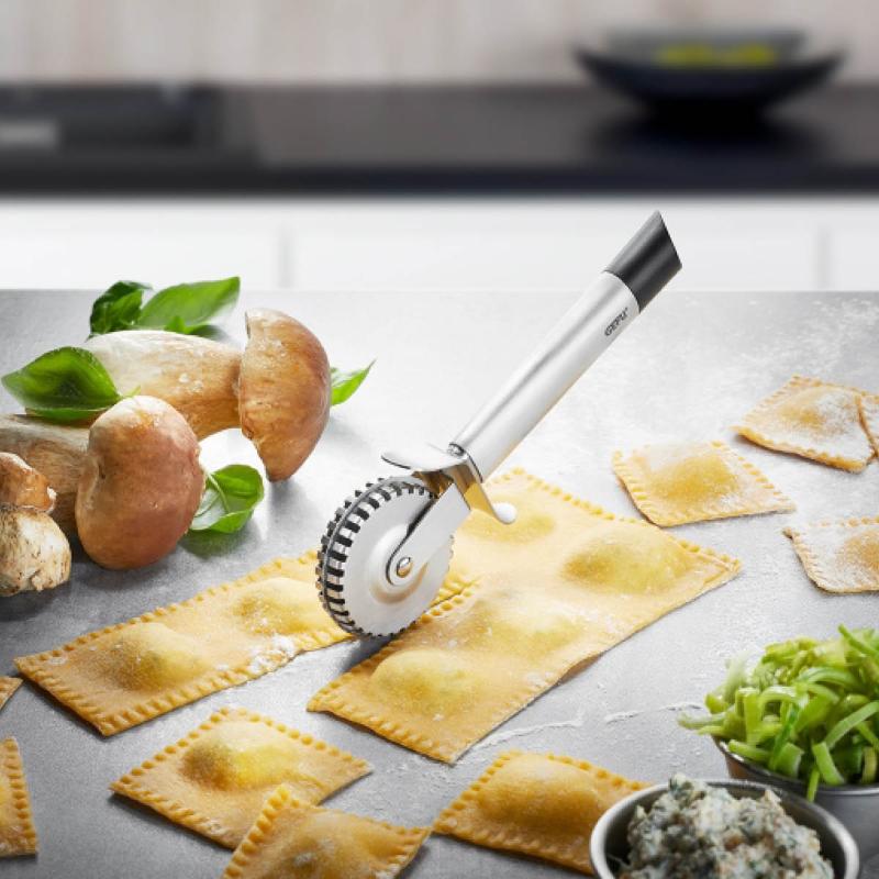 Primeline ravioli- & pastahjul 19,5 cm stål/svart