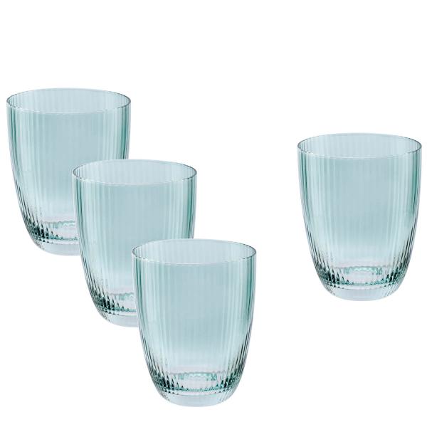 Linje vannglass 30 cl 4 stk rillet isblå