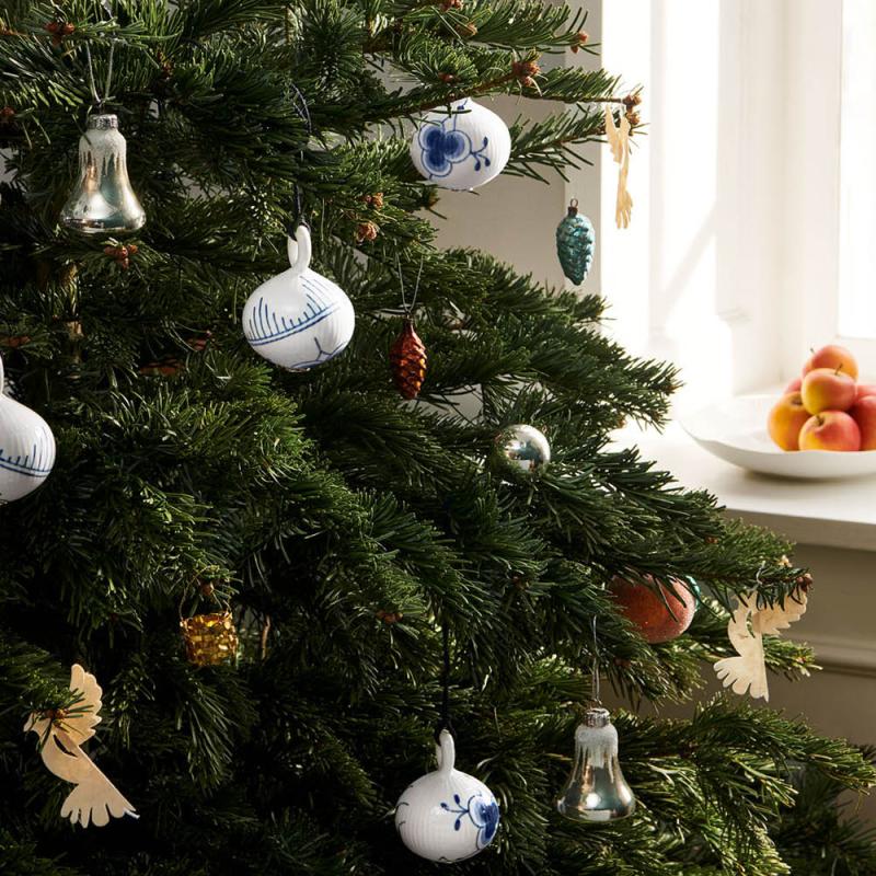 Blå Mega Riflet julekule 9,5 cm deco 2