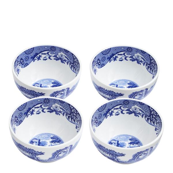 Blue Italian dippskål 10 cm 4 stk blå/hvit