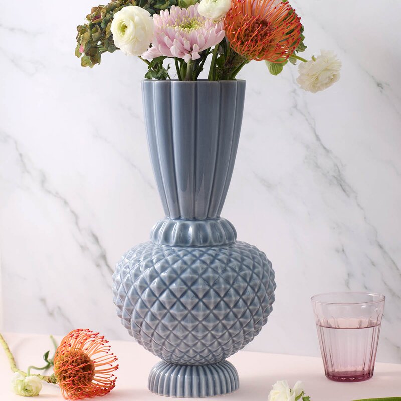 Samsurium Jumbobell vase 32,5 cm blå/grå