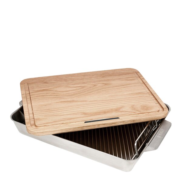 Ildfast form stor 44x30 cm med skjærefjøl stål/eik