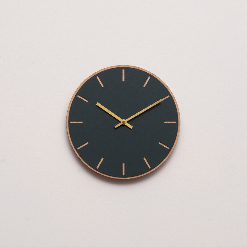 Conifer Oak veggklokke 28 cm mørk grønn linoleum m/gull viser