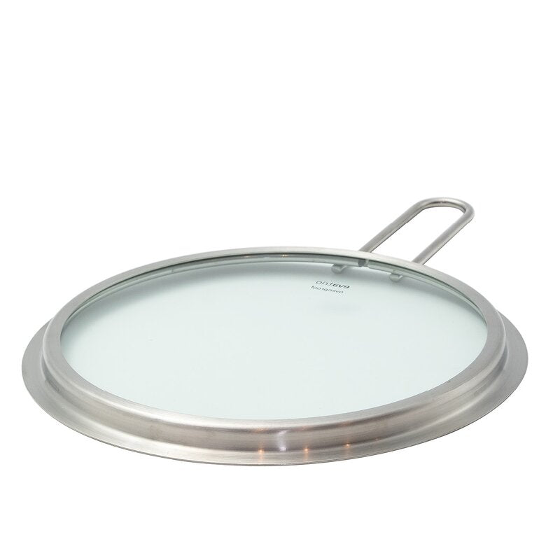 Glasslokk 20 cm børstet stål