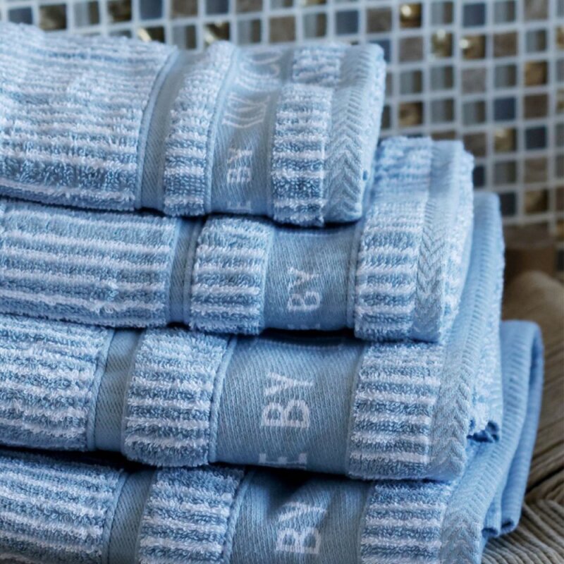 Bath Collection håndkle 50x100 cm 2 stk powder blue stripes