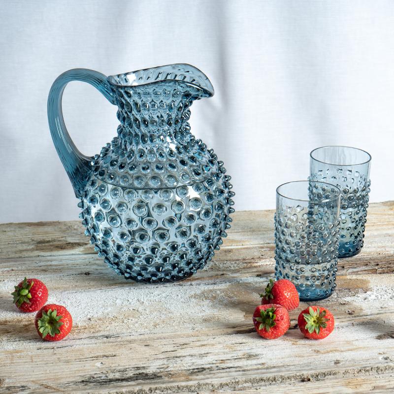 Hobnail karaffel 2L misty blue