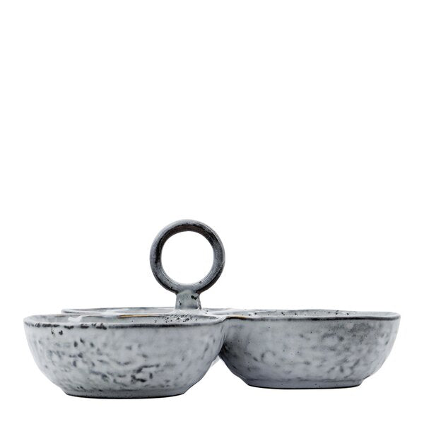 Rustic serveringsbolle 20 cm grå/blå