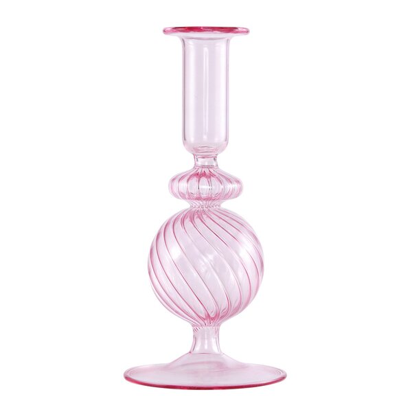 Bubble lysestake 19 cm rosa