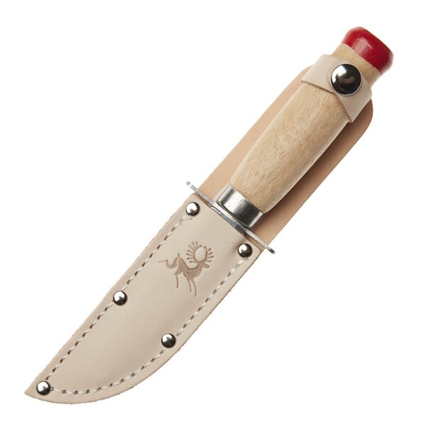 Speiderkniv butt tupp 18,5 cm tre/rød