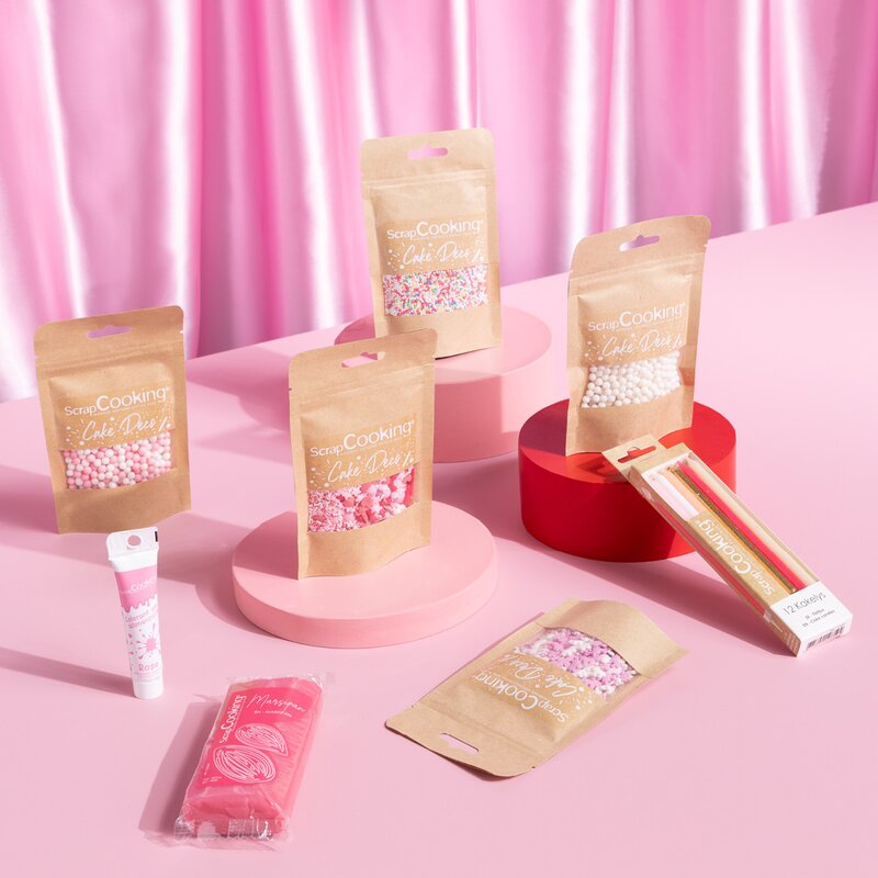 Kakelys 12 stk rosa/gull/hvit/rød