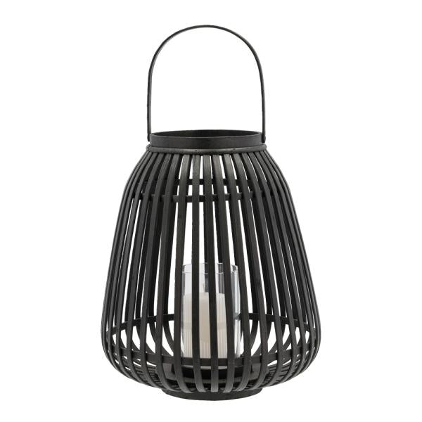 Asra lanterne bambus/glass 29x35 cm svart