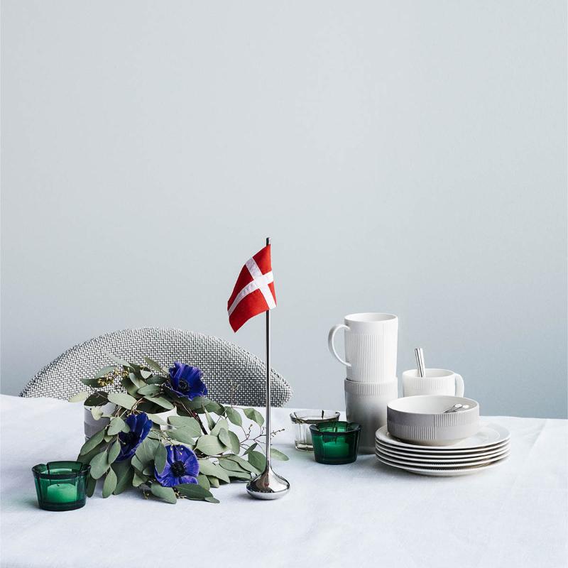 Bordflagg dansk H35  cm sølv