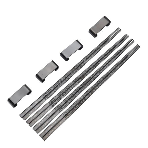 Frost Kito spisepinner 4 par med holder svart