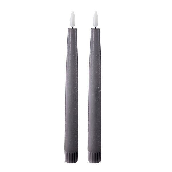 LED kronelys 2,2x22 cm 2 stk dark gray