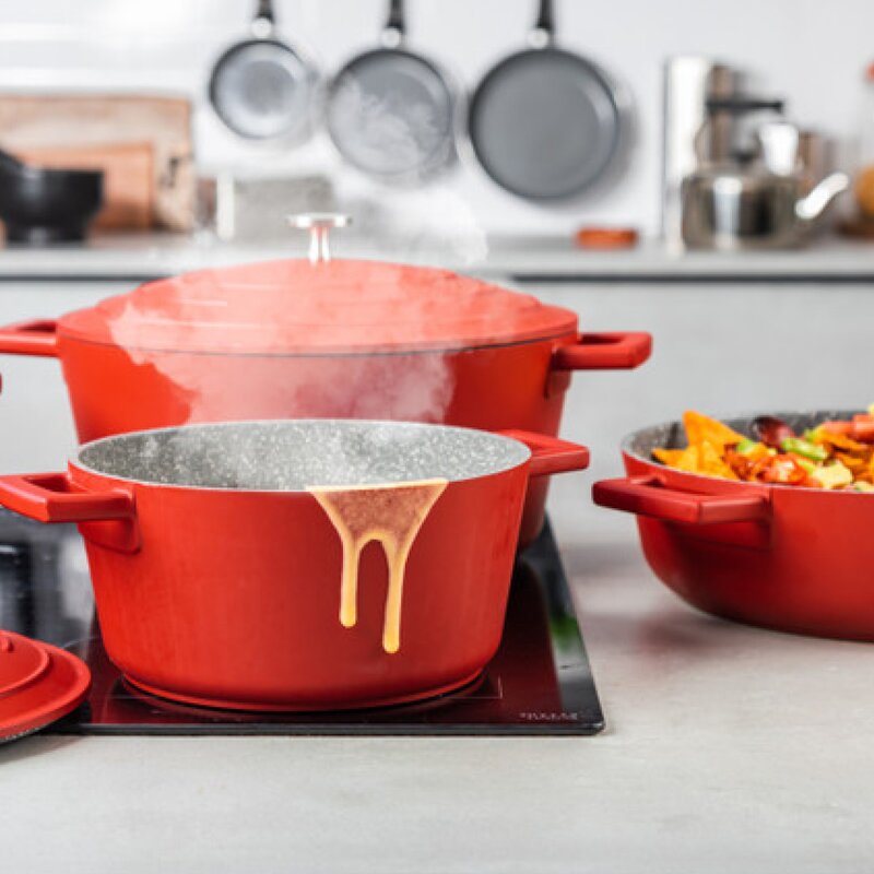 Cast Aluminium gryte 2,5L 21 cm rød