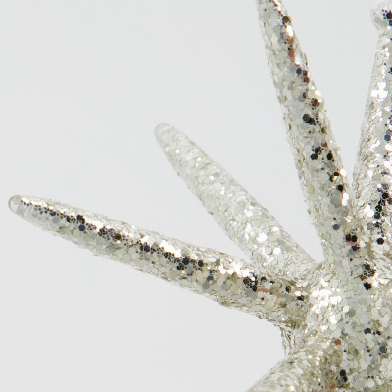 Spike juletrepynt store stjerner 12 cm 4 stk sølv/glitter