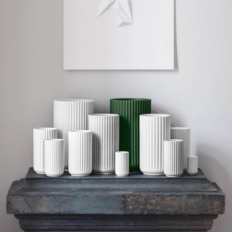 Lyngby vase 31 cm mørk grønn porselen