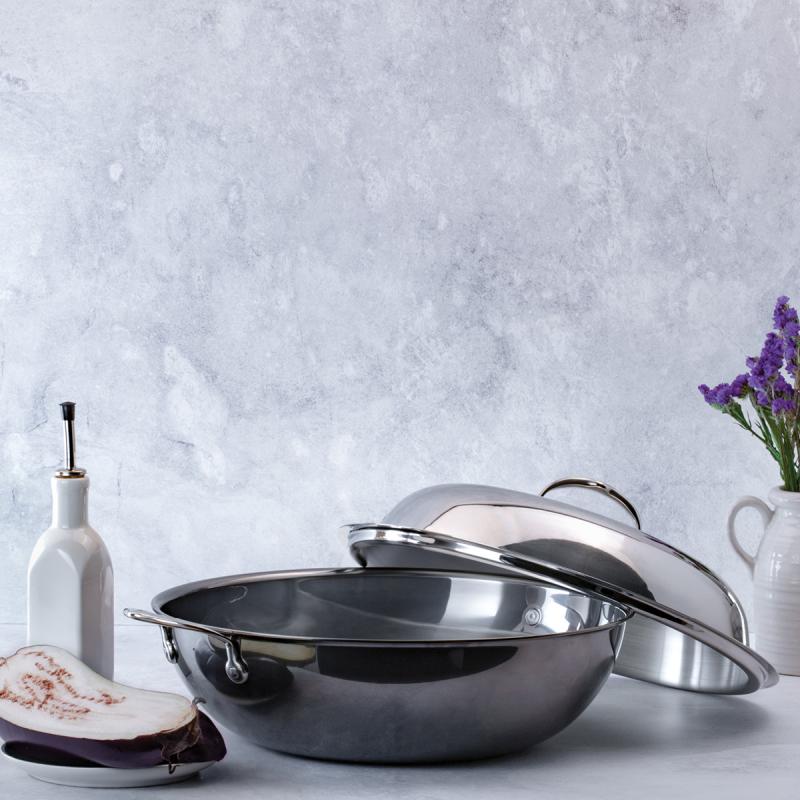 Nanobond wok med lokk 36 cm stål