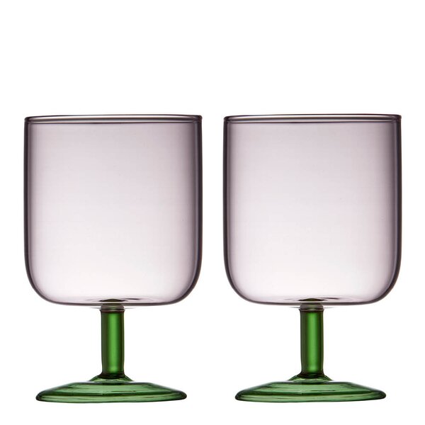 Torino vinglass 30 cl 2 stk rosa/grønn