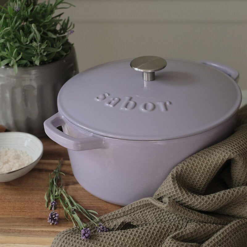 Støpejernsgryte 24 cm 4,4L lavendel
