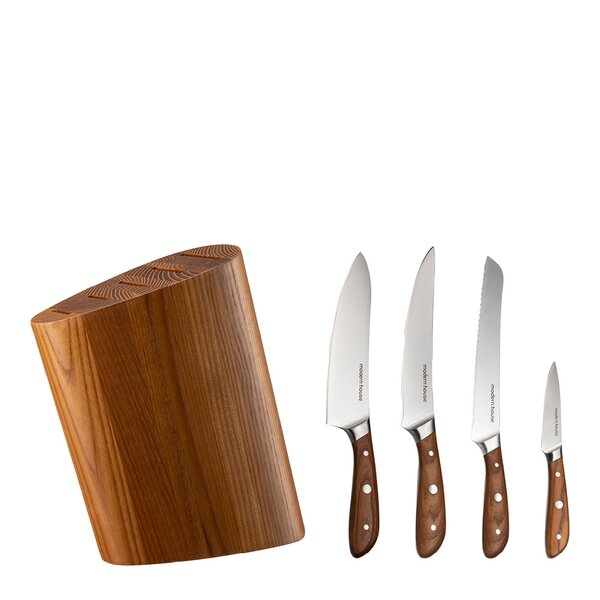 Nord knivsett 4 kniver med knivblokk ask