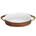 Kurv oval 26x19 cm lys/mørk brun
