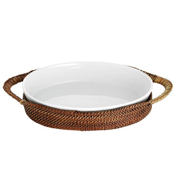 Kurv oval 26x19 cm lys/mørk brun