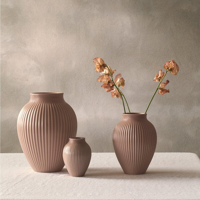 Ripple vase 20 cm matt dusty rose