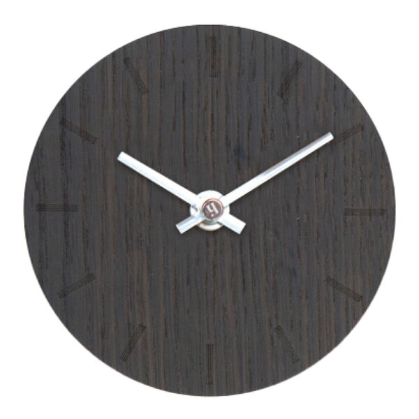 Dark Oak klokke 12 cm mørk eik m/sølv viser