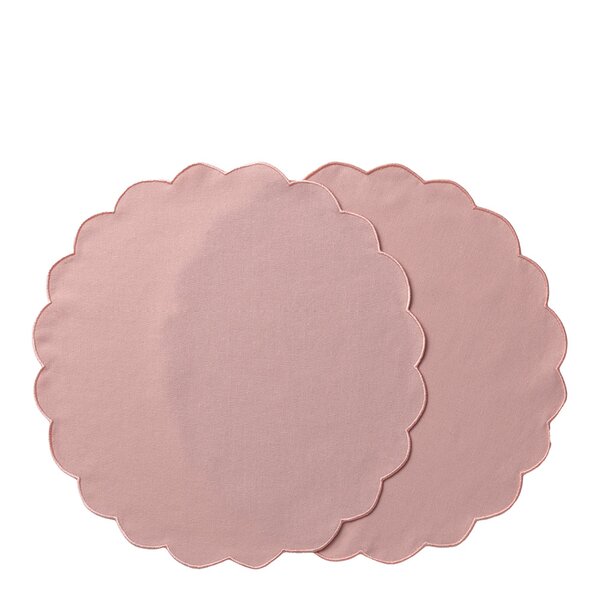 Scallopped dekkebrikke 2 stk 36 cm pudderrosa