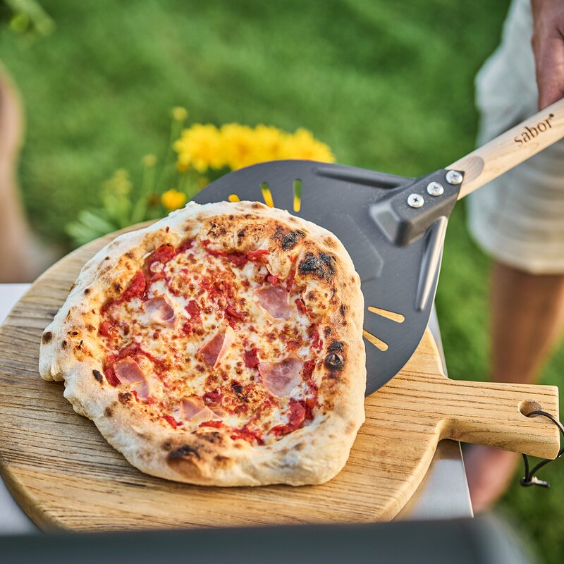 Napo pizzaspade 70x20 cm gun metal/natur