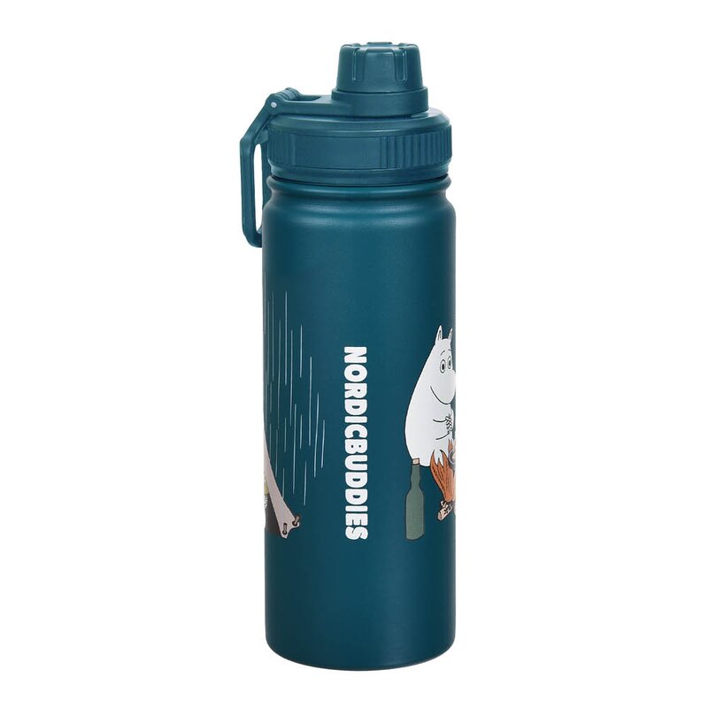 Mummi termoflaske 0,55L Mummitroll og Snusmumrikken camping blå