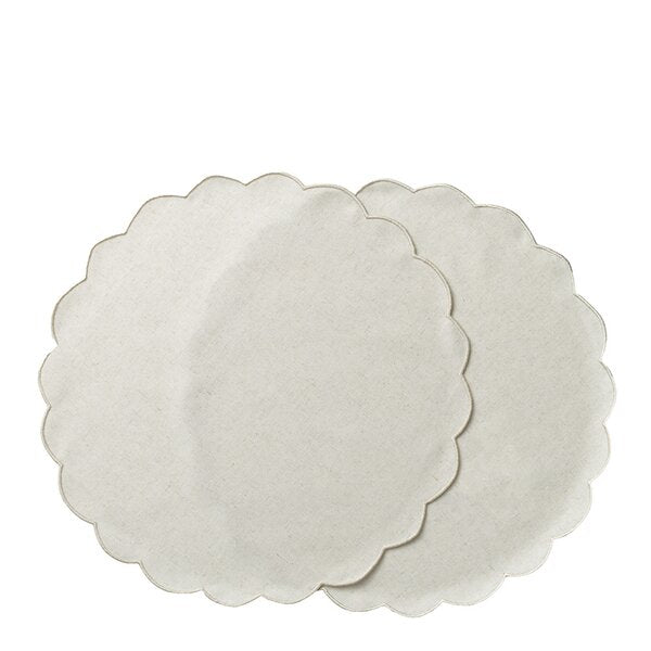 Scallopped dekkebrikke 2 stk 36 cm natur