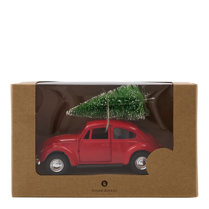 Xmas car dekorasjon 12,5 cm rød
