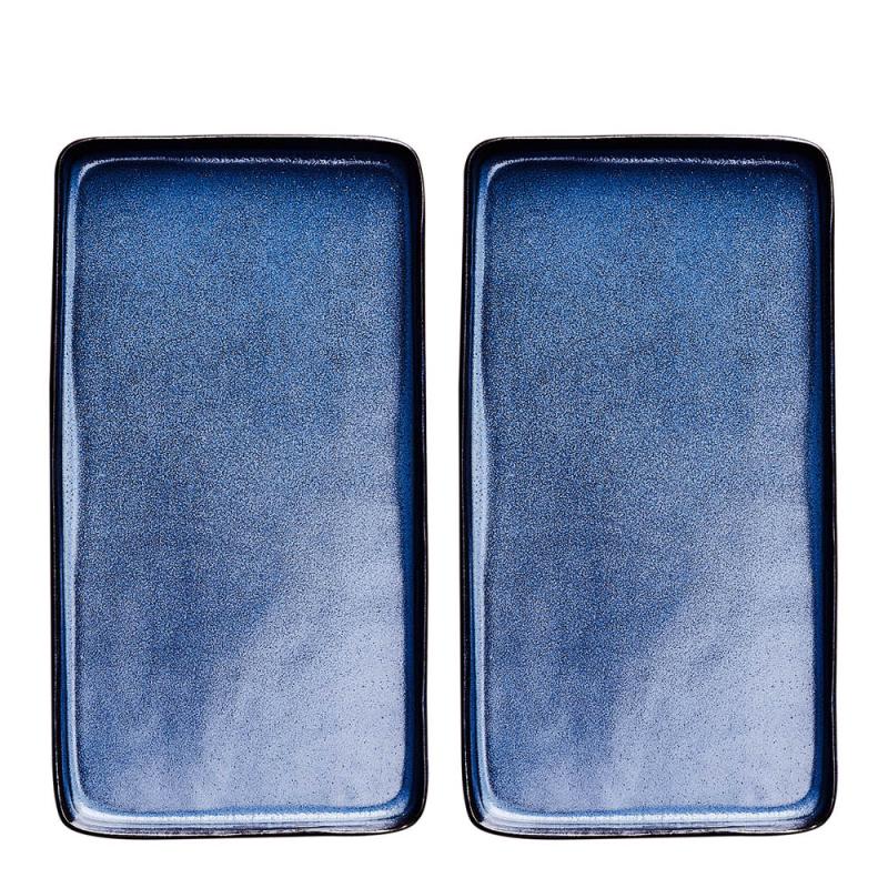 RAW tallerken rektangulær 34x18 cm 2 stk midnight blue