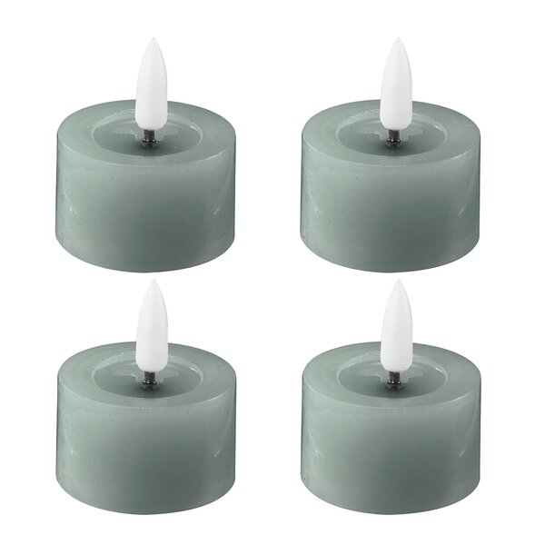 LED telys 4,5x2,5 cm 4 stk sage