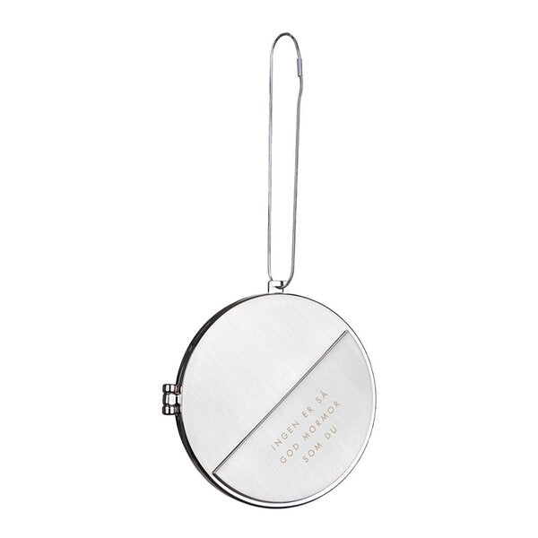Julepynt medaljong m/fotoramme 7x7 cm mormor sølv