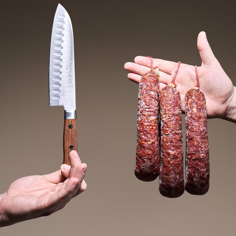 Wood santokukniv m/ luftlommer 16,5 cm blank/natur