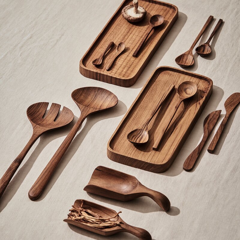 Teak salatbestikk 30 cm
