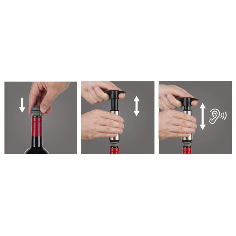 Wine Saver 3 stk svart/sølv
