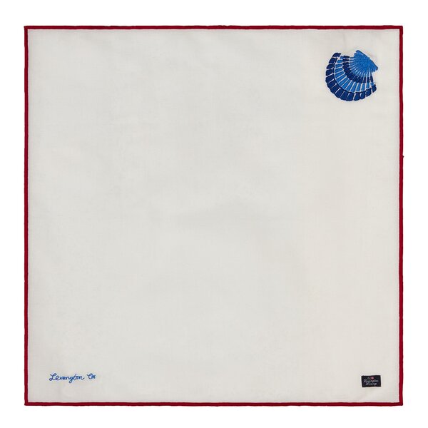 Shell embroidered tøyserviett 50x50 cm hvit/blå/rød