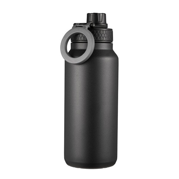 Flory flaske dobbeltvegget 0,9L med mobilholder og magnet svart/grå