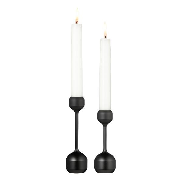 Silhouette lysestake sett 12 + 14,5 cm svart