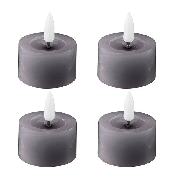 LED telys 4,5x2,5 cm 4 stk dark gray