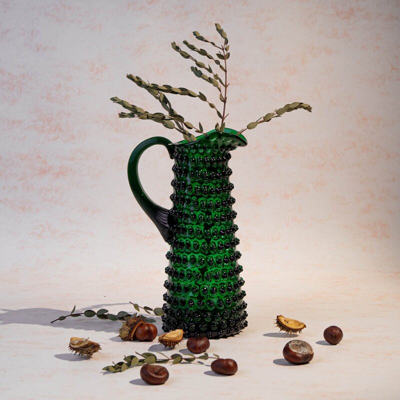 Hobnail karaffel høy 1L dark green
